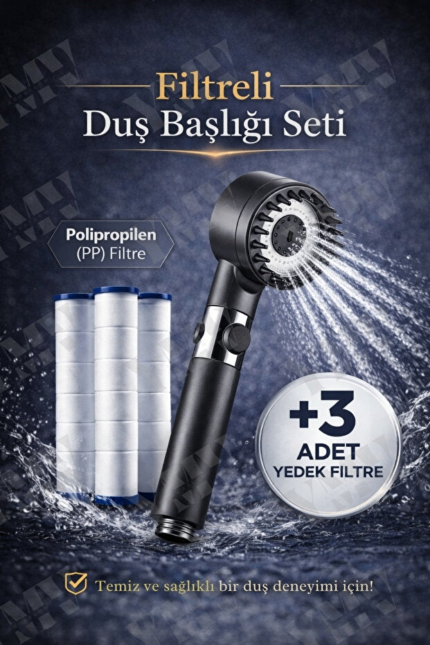Filtreli Masajlı Fonksiyonlu Duş Başlığı + 3 Adet yedek filtre
