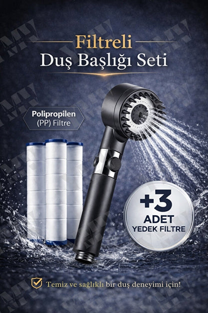 Filtreli Masajlı Fonksiyonlu Duş Başlığı + 3 Adet yedek filtre