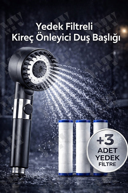 Filtreli Masajlı Fonksiyonlu Duş Başlığı + 3 Adet yedek filtre